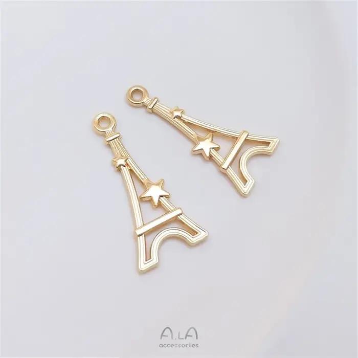 Pendentif tour Eiffel de Paris plaqué or 14 carats