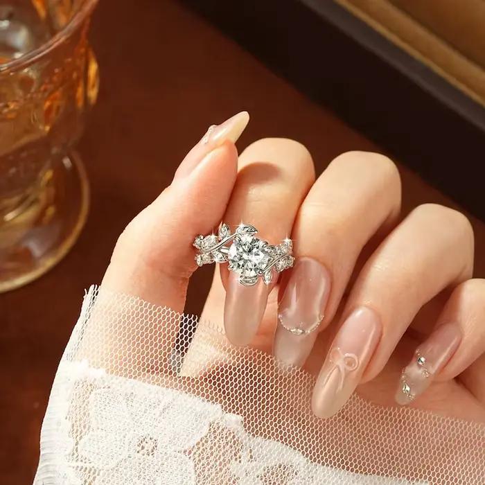 IOGOU – bague de fiançailles solitaire ronde de 8mm