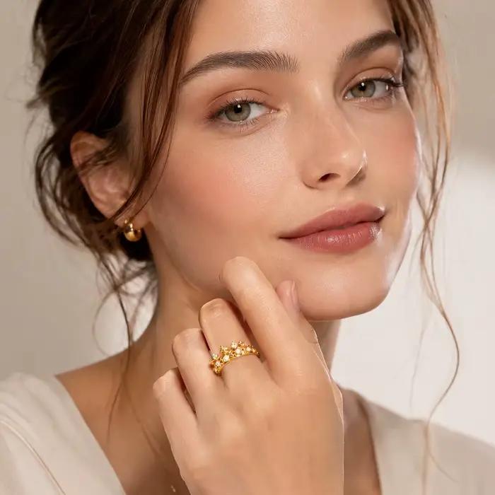 Bague couronne or Style européen