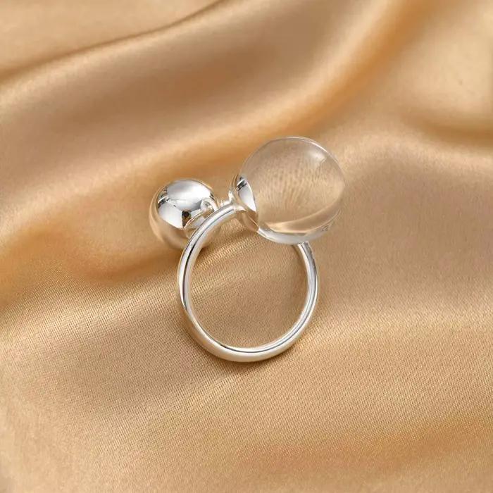 Bague ouverte sphérique géométrique pour femme