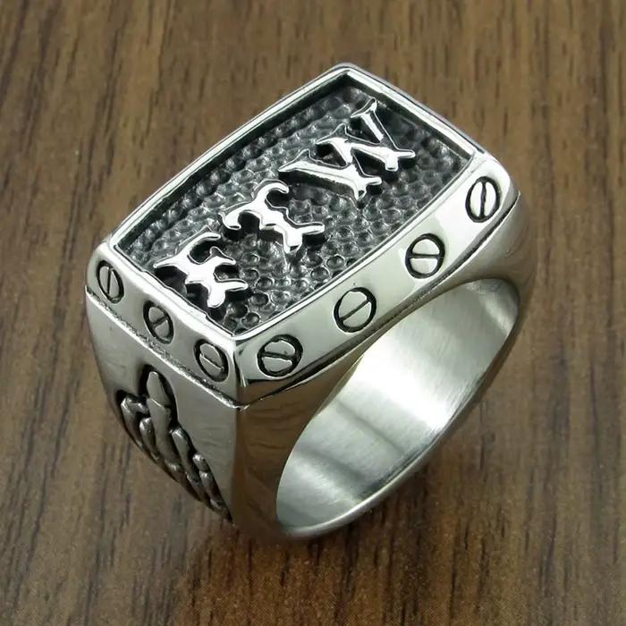 Taille punk 7-15 # FTW vis mécanique femme motard exquis en acier inoxydable 316L moto bague centrale