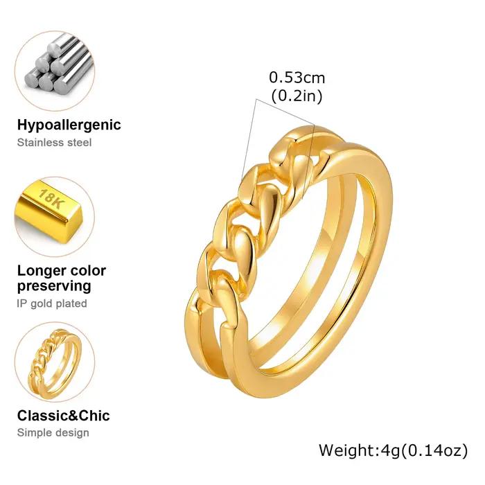 Bague chaîne pour femme en acier inoxydable
