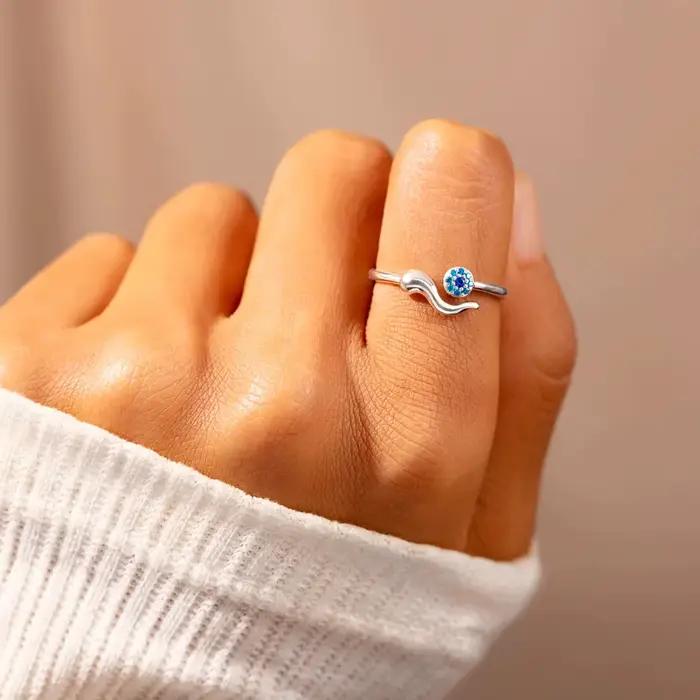 Bague de Protection contre le mauvais œil plaqué or 14 carats