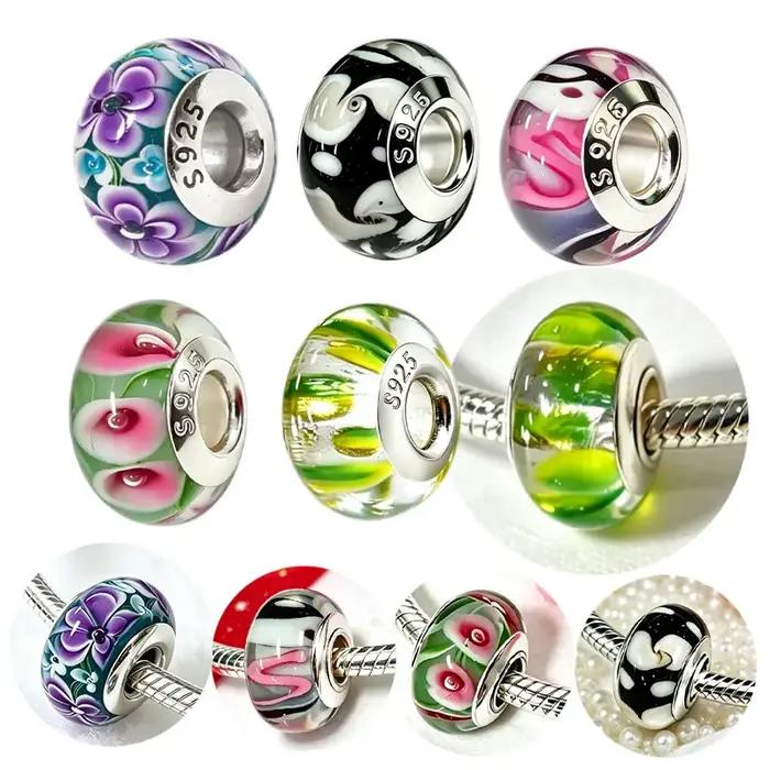Breloque en verre de Murano en argent S925