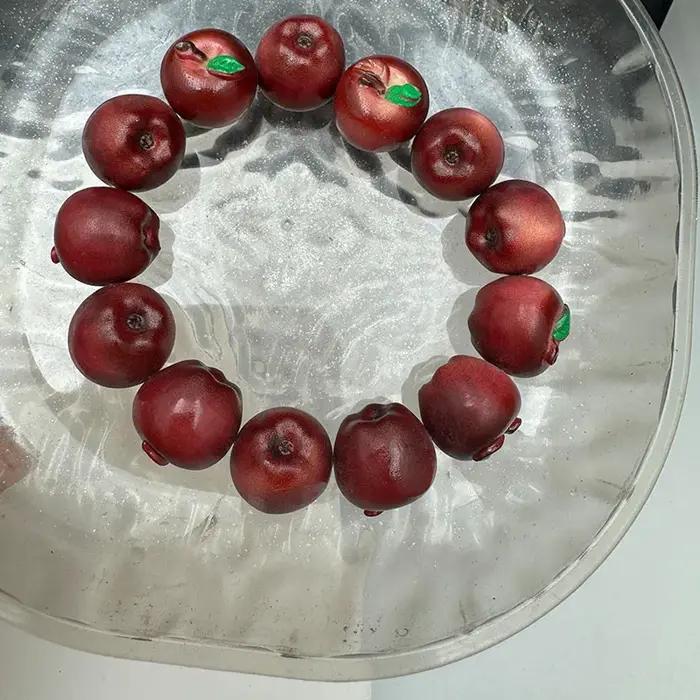 Bracelet de Simulation de Pomme Design Fruit Créatif Bijou Unique Accessoire Tendance Mode Femme Occasions Spéciales