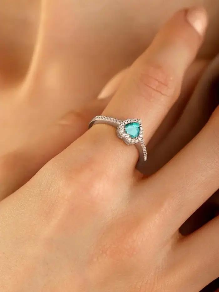 Magnifique bague en forme de cœur d'amour romantique en Zircon pour femmes