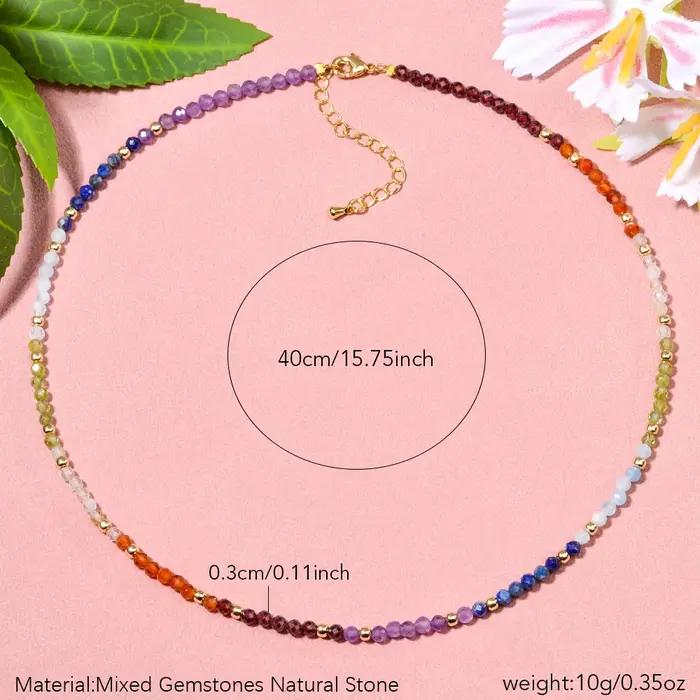 Collier bohème 3mm pierre naturelle grenat Agate rouge Citrine péridot aigue-marine Lapis améthyste perles rondes à facettes pour femmes hommes