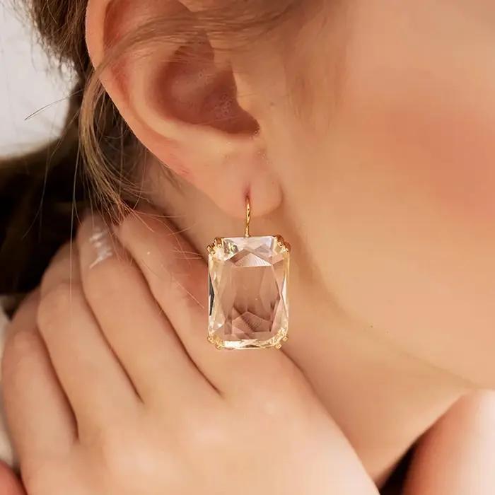 Boucles d'oreilles suspendues en résine transparente pour femmes