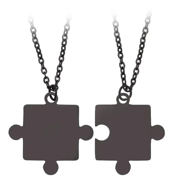 Collier pendentif Puzzle classique en acier inoxydable, 1 paire, bijoux simples et exquis, cadeau po