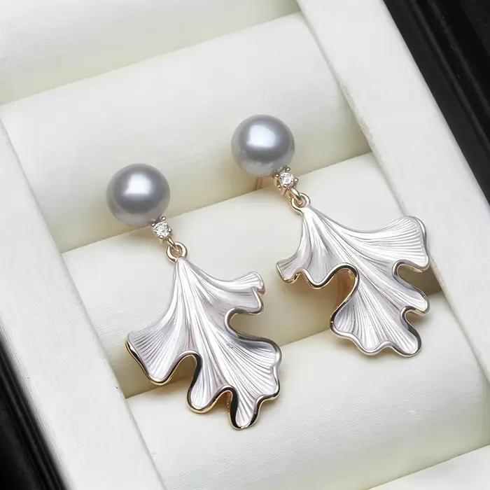 Boucles d'oreilles en argent 925 avec perles noires naturelles pour femme, classiques et sophistiquées, idéales pour l'engagement et les occasions spéciales