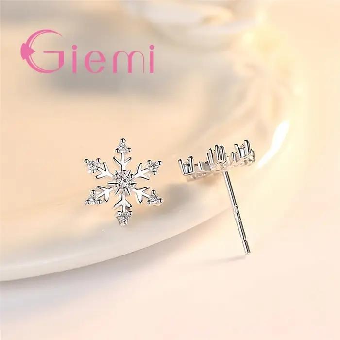 Boucles d'oreilles flocon de neige estampillées 925 pour femmes