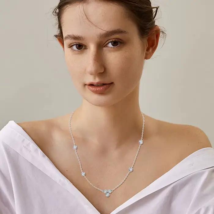 IOGOU-Collier en diamant Moissanite pour femme, tour de cou en argent regardé 3.0 véritable, bijoux fins de fiançailles, 925mm, D0.70CT, VVl's