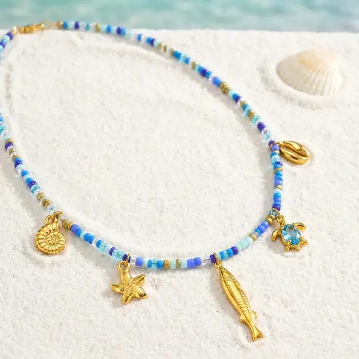 Collier ras du cou en perles de rocaille
