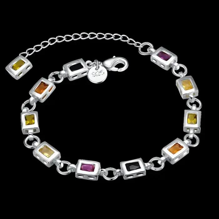 Bracelet en argent sterling 925 serti de zirconium blanc pour femmes occassions engagement mariage