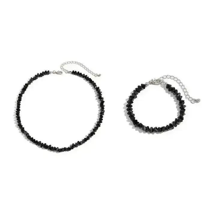 Élégant cristal perle chaîne courte collier ras du cou bracelet ensemble de bijoux pour les femmes exquis Banquet