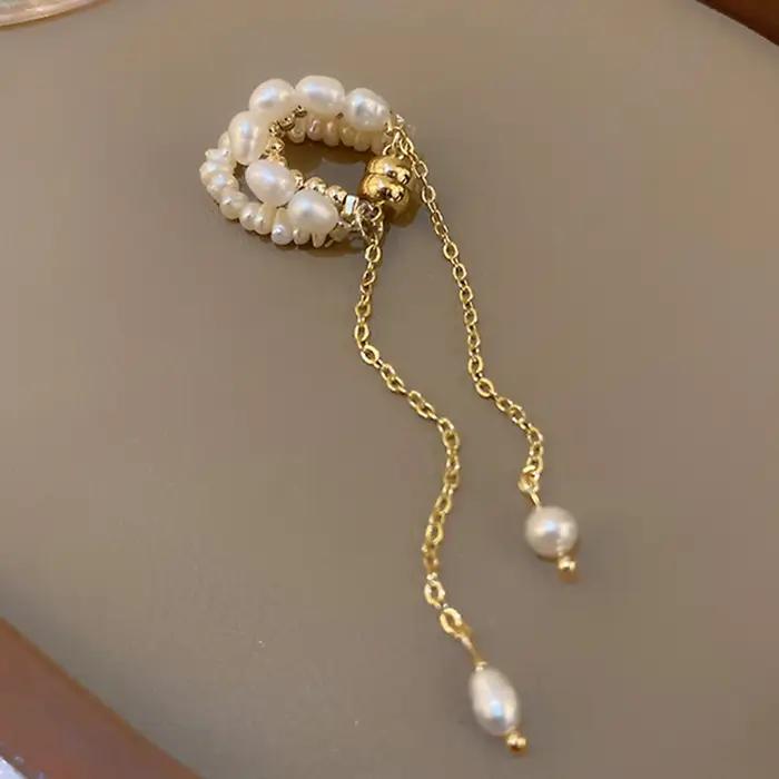 Nouveau luxe élégant perle aimant oreille pince manchette boucles d'oreilles pour les femmes lié métal