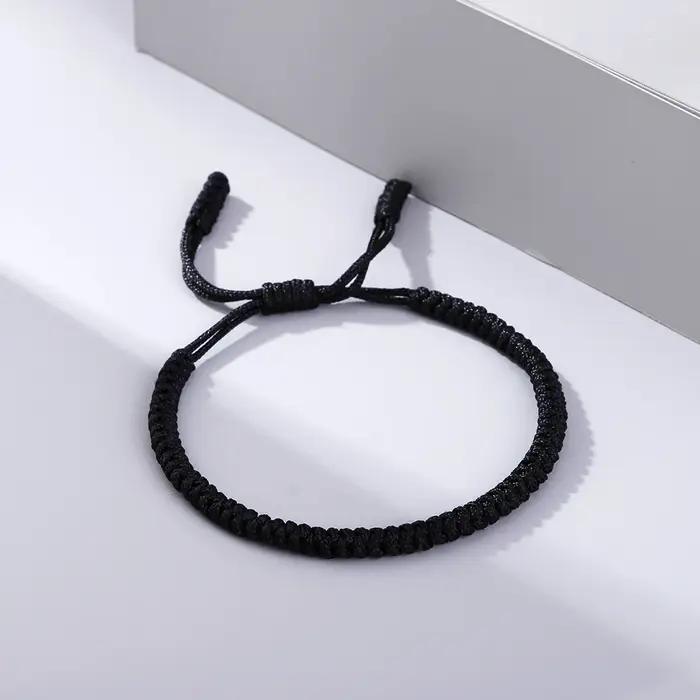 Bracelets noirs et blancs pour Couple, taille réglable, faits à la main, porte-bonheur pour femmes et hommes, breloque de Protection, bijoux d'amour