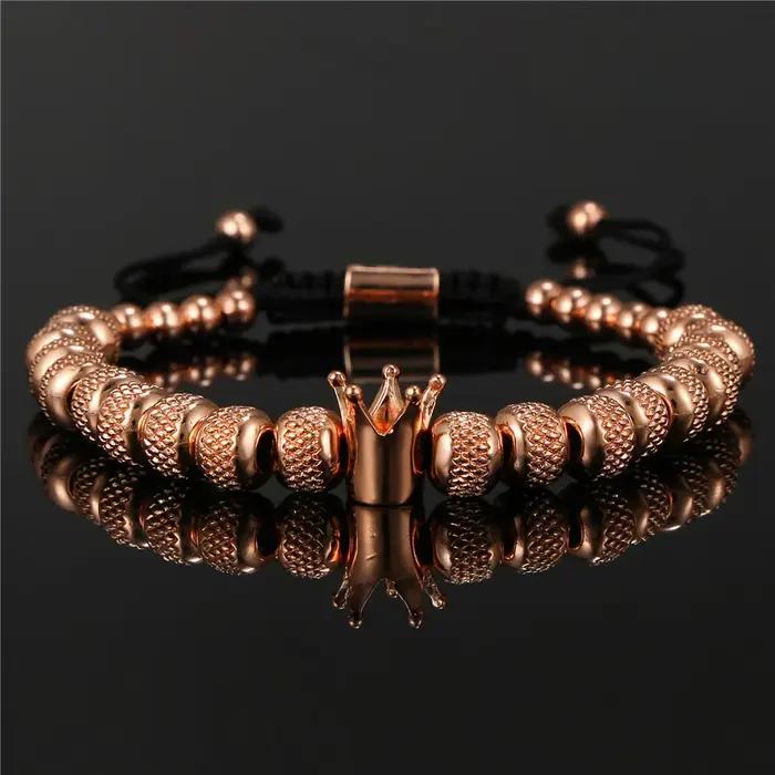 Bracelets à breloques couronne royale simples pour hommes et femmes