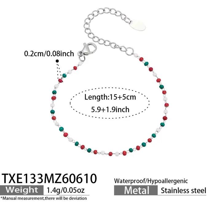 Collier Zircon North Star Y avec perles émaillées empilables, en acier inoxydable 316L plaqué or 18