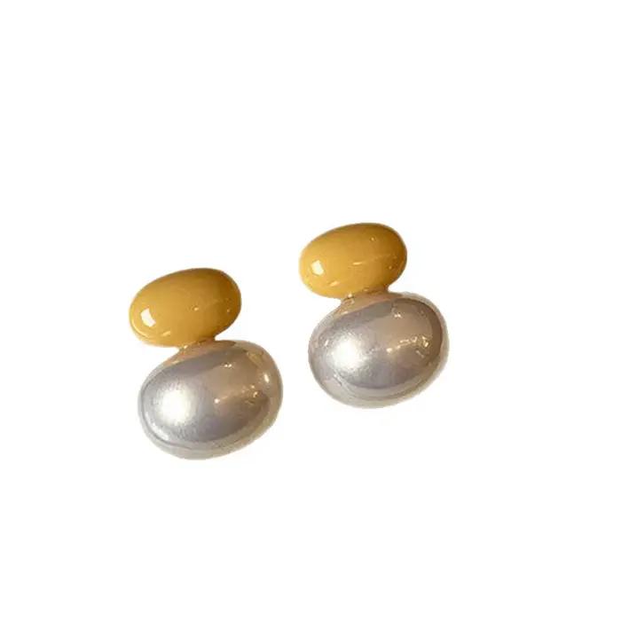 Boucles d'oreilles rondes en perles colorées Dopaamine pour femmes, bijoux d'oreille simples et élégants, faits à la main, en verre, forme géométrique, élégantes