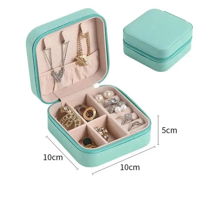 Boîte à bijoux portable en cuir PU - Organisateur multi-compartiments doublé de velours pour bagues