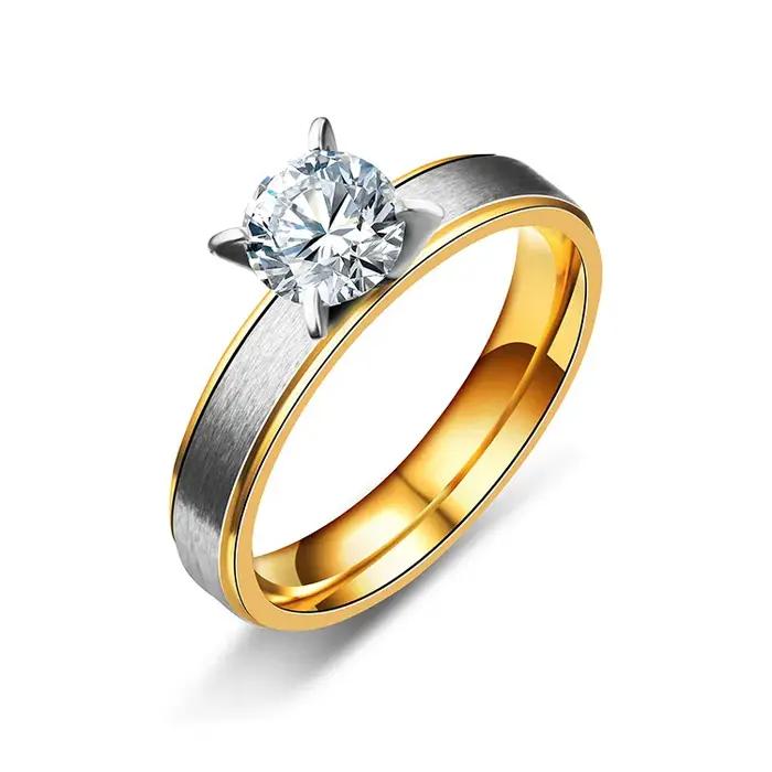 Bague personnalisée en titane sertie d'ancre or pour engagement et occasions spéciales femme