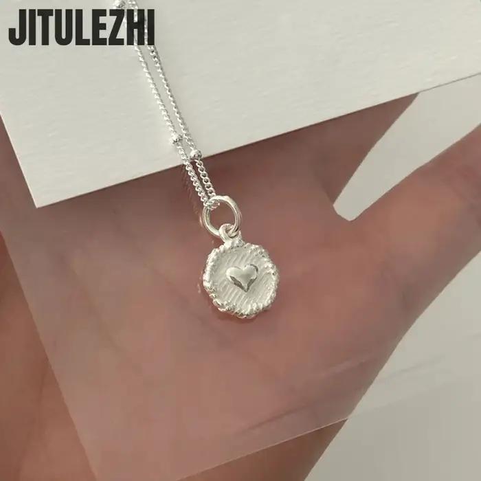 Collier pendentif en argent Sterling 925 pour femmes, bijoux, petit cercle, amour, édition coréenne,