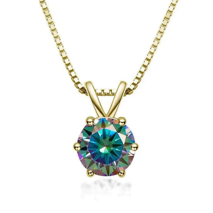 Pendentif Moissanite en Argent Sterling 925 pour Femme, Bijoux de Mariage et Cadeaux Occasions Spéciales