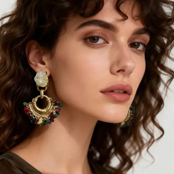 Boucles d'oreilles Vintage perlées faites à la main pour femmes