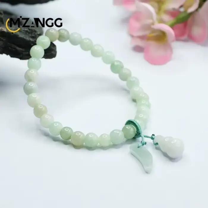 Bracelet en jadéite naturelle A Goods, gourde verte, sculpté à la main, bijoux haut de gamme, breloq
