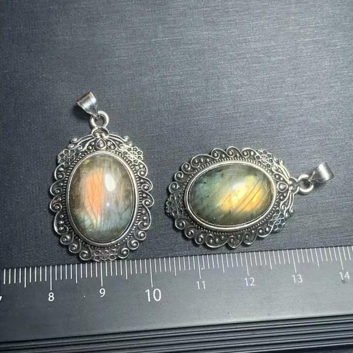 Collier pendentif ovale en pierre de lune naturelle 40 mm, bijoux fins faits à la main, pierres en g