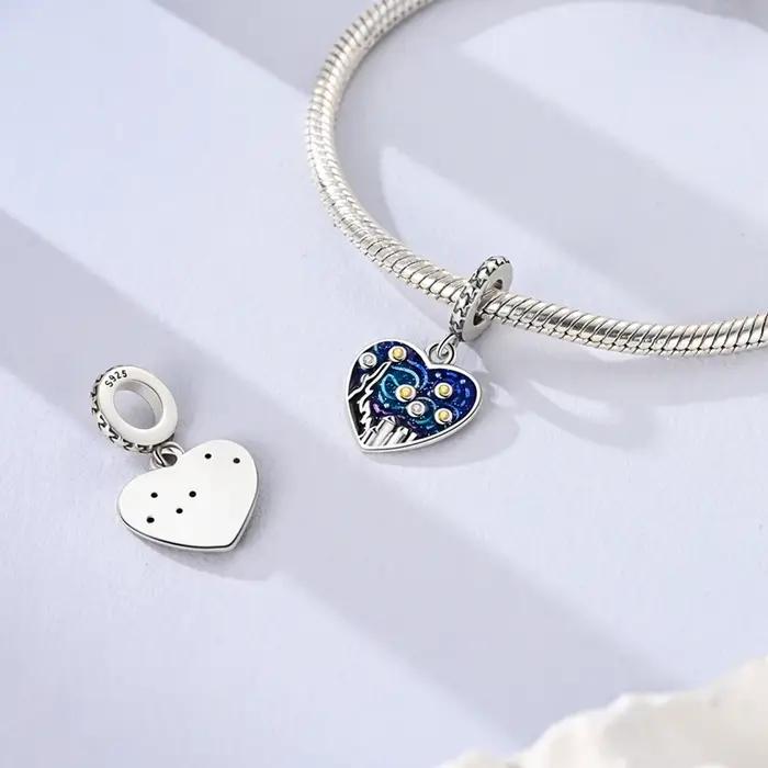 Offre spéciale nouveau 925 en argent Sterling Van Gogh ciel étoilé série pendentif breloques bijoux ajustement Original 925 Bracelet pour les femmes bricolage cadeau