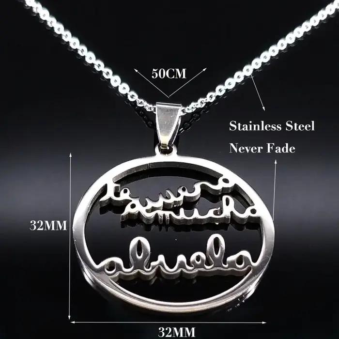 Grand-mère collier de déclaration en acier inoxydable femmes bijoux couleur argent colliers et pendentifs