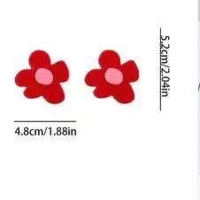Boucles d'oreilles tendance en acrylique rouge avec grande fleur pour femmes et filles, bijoux minim