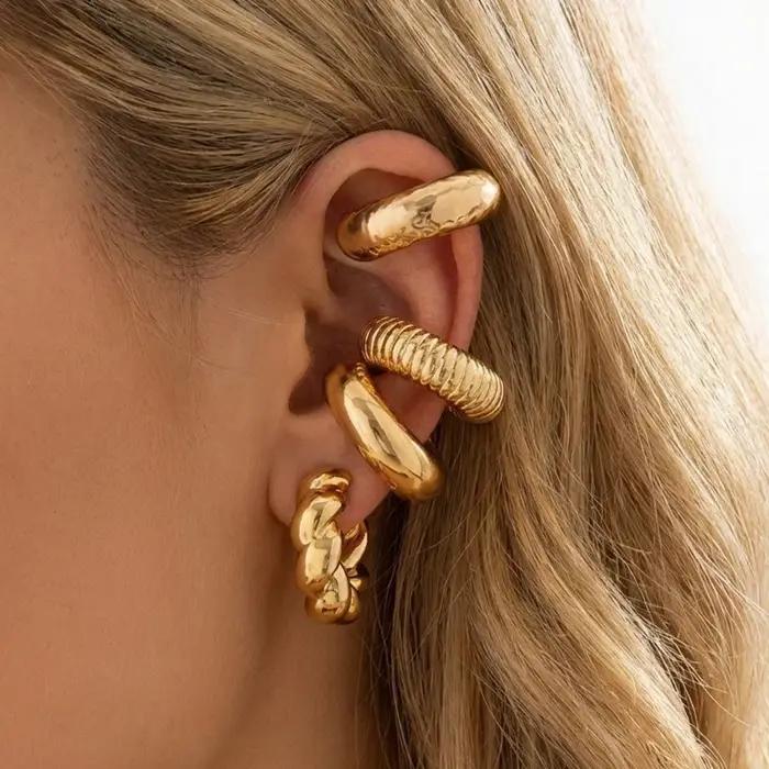 Boucles d'oreilles manchette non-percées en forme de C pour femmes styles hyperboliques occasions spéciales soirée mariage cadeau fantaisie