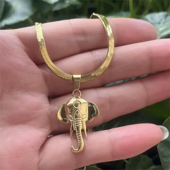 Collier chaîne à lame tête d'éléphant pour femmes, Punk, pendentif Long en acier inoxydable, hip hop, ras du cou, à la mode, 2023