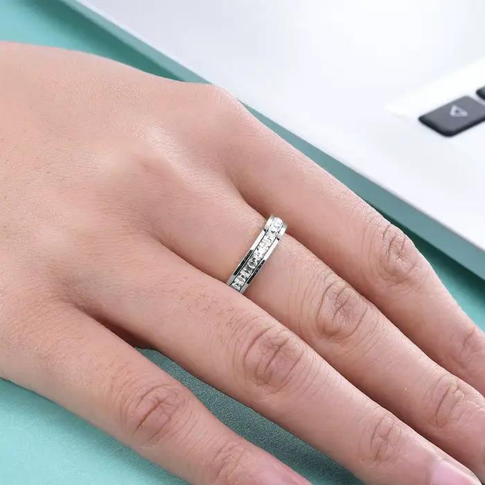 VQYSKO bijoux de mariage et de fiançailles luxueux et élégants, bagues de couple pour femmes serties de diamants artificiels brillants carrés
