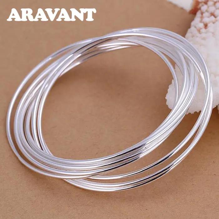 Aravant 925 argent 10 cercle Triple anneau bracelet pour hommes femmes bijoux de mode