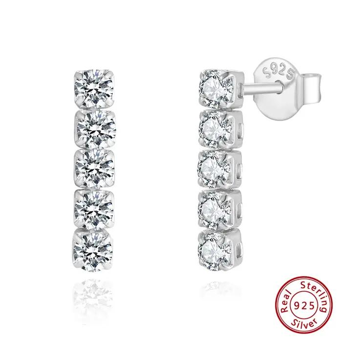 KISS MANDY Boucles d'oreilles pendantes en argent sterling 925 avec cristal de zircon étincelant, bi