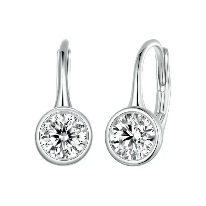BAMOER 0.5CT boucles d'oreilles rondes Moissanite 925 boucles d'oreilles classiques en argent Sterli