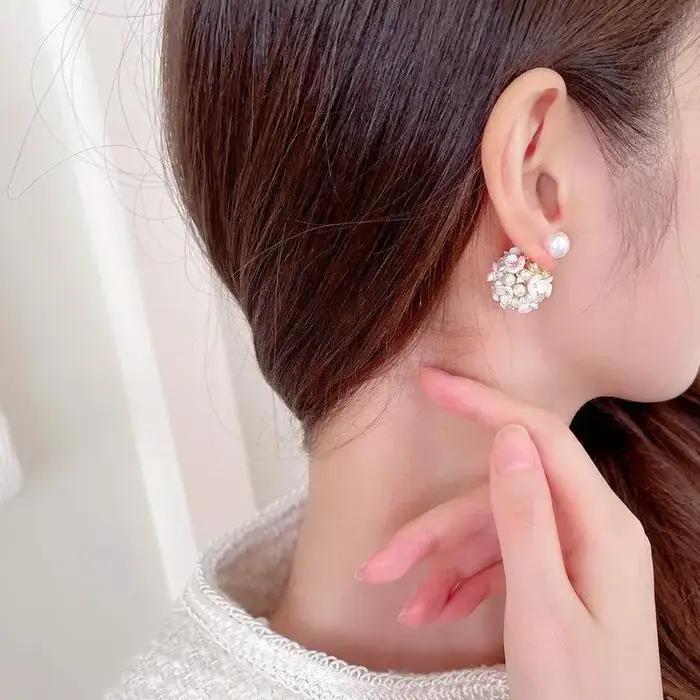 Boucles d'oreilles en perles de fleur de coquille blanche pour femmes