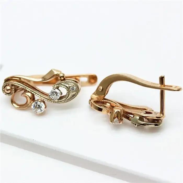 Boucles d'oreilles géométriques plaquées or rose violet 14 carats pour femmes