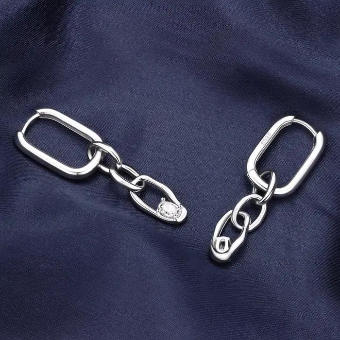 Boucles d'oreilles en argent sterling 925 avec style chaîne pour femmes, bijoux minimalistes et élégants, cadeau parfait pour les occasions spéciales