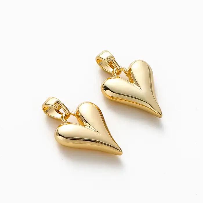 Breloques en forme de petit cœur de pêche plaqué or 18 carats, pour la fabrication de bijoux, boucles d'oreilles, colliers, pendentif, accessoires, 4 pièces
