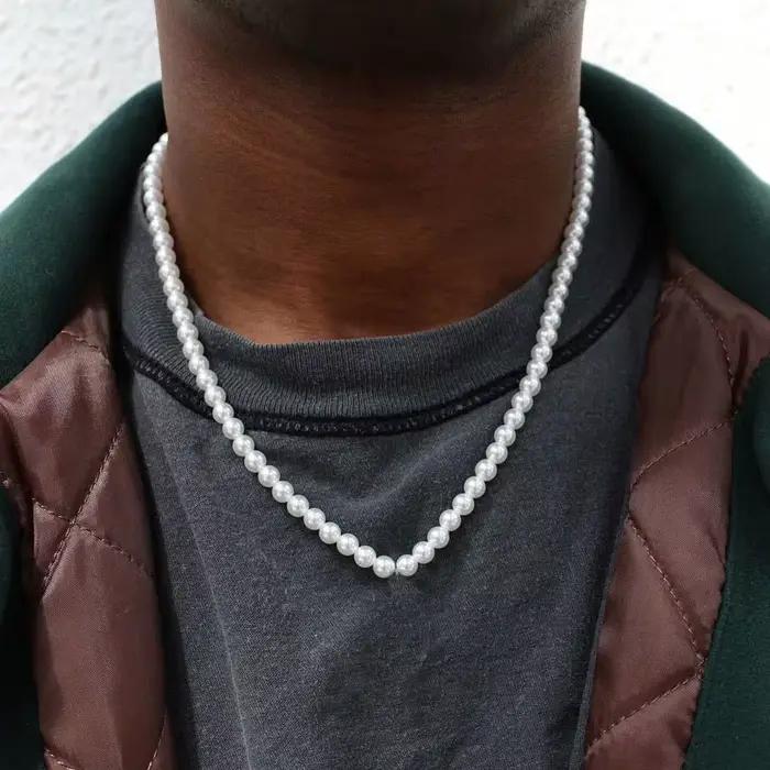 Collier de perles d'imitation transfrontaliers, unisexe, léger, de luxe, tempérament, chaîne de cou polyvalente, bijoux, vente en gros