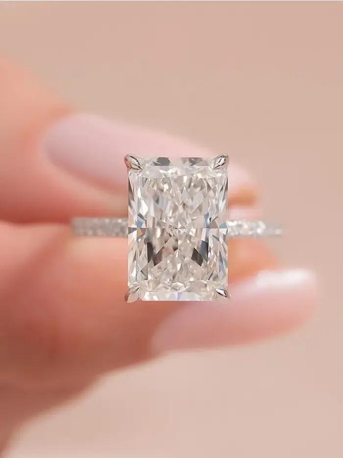 DWJ 2-5CT magnifique bague rectangulaire en Zircon en argent Sterling 925 pour les femmes anniversaire de mariage