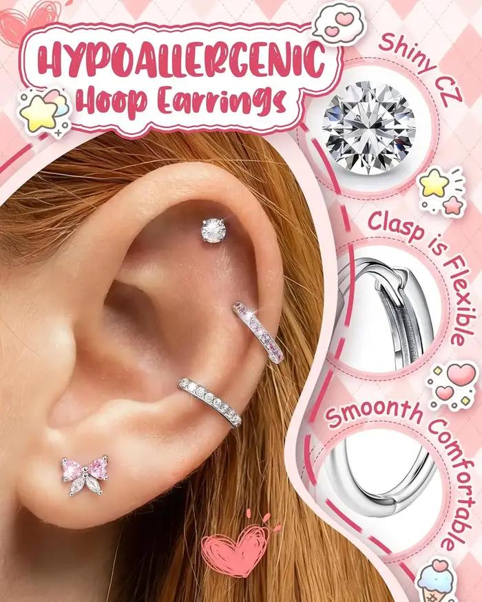 14 paires de boucles d'oreilles hypoallergéniques pour femmes