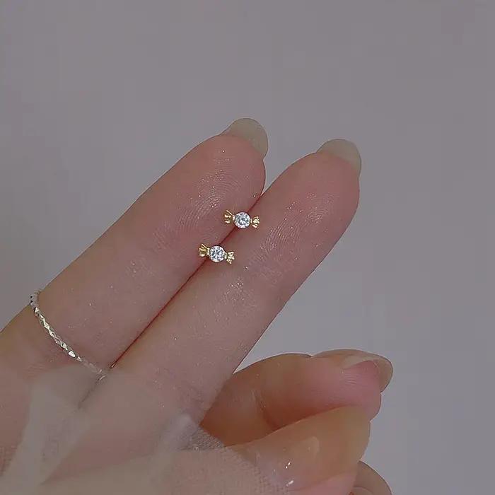 Boucles d'oreilles en argent Sterling 925 pour femmes, jolies boucles d'oreilles en cristal, bonbons