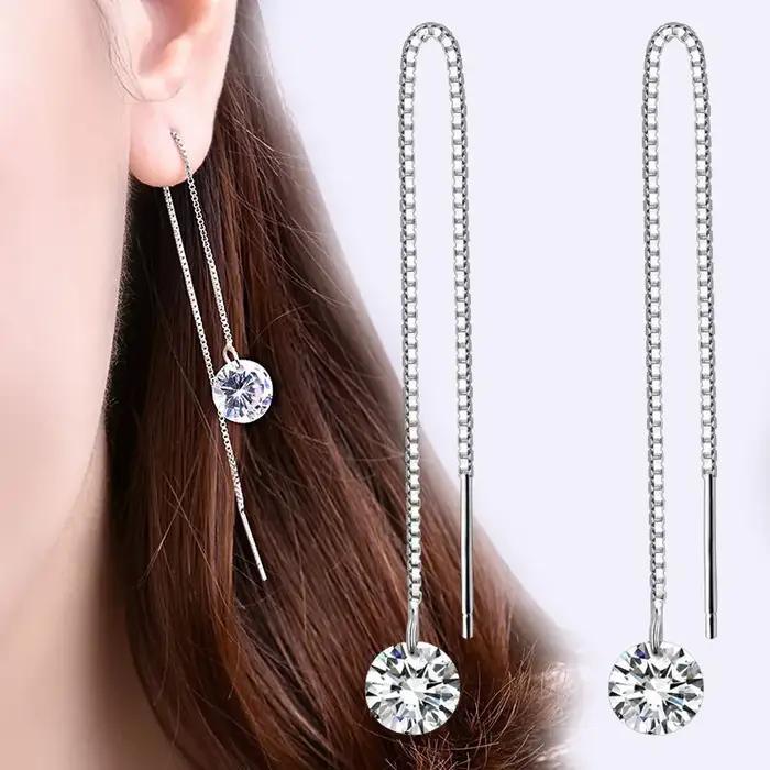 Boucles doreilles pendantes cristal femmes mode ronde elegantes accessoires elegance special occasion