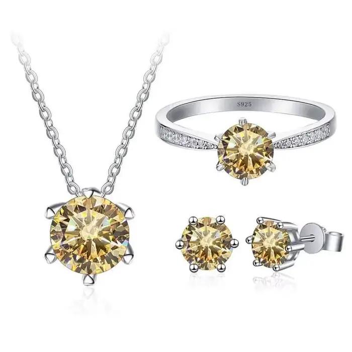 Ensemble de bijoux en argent regardé 925 pour femmes
